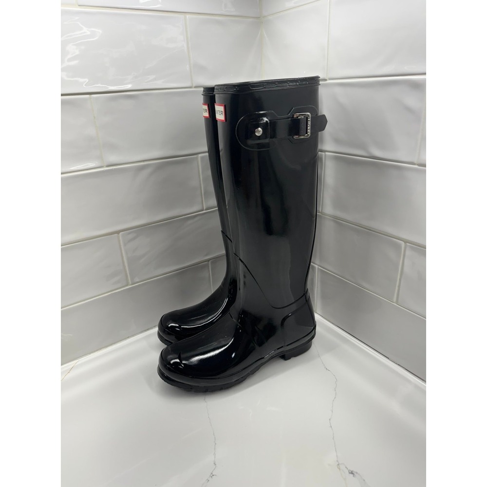 Women's Original Tall Gloss Rain Boots SIZE 7 HUNTER - Picture 2 of 6